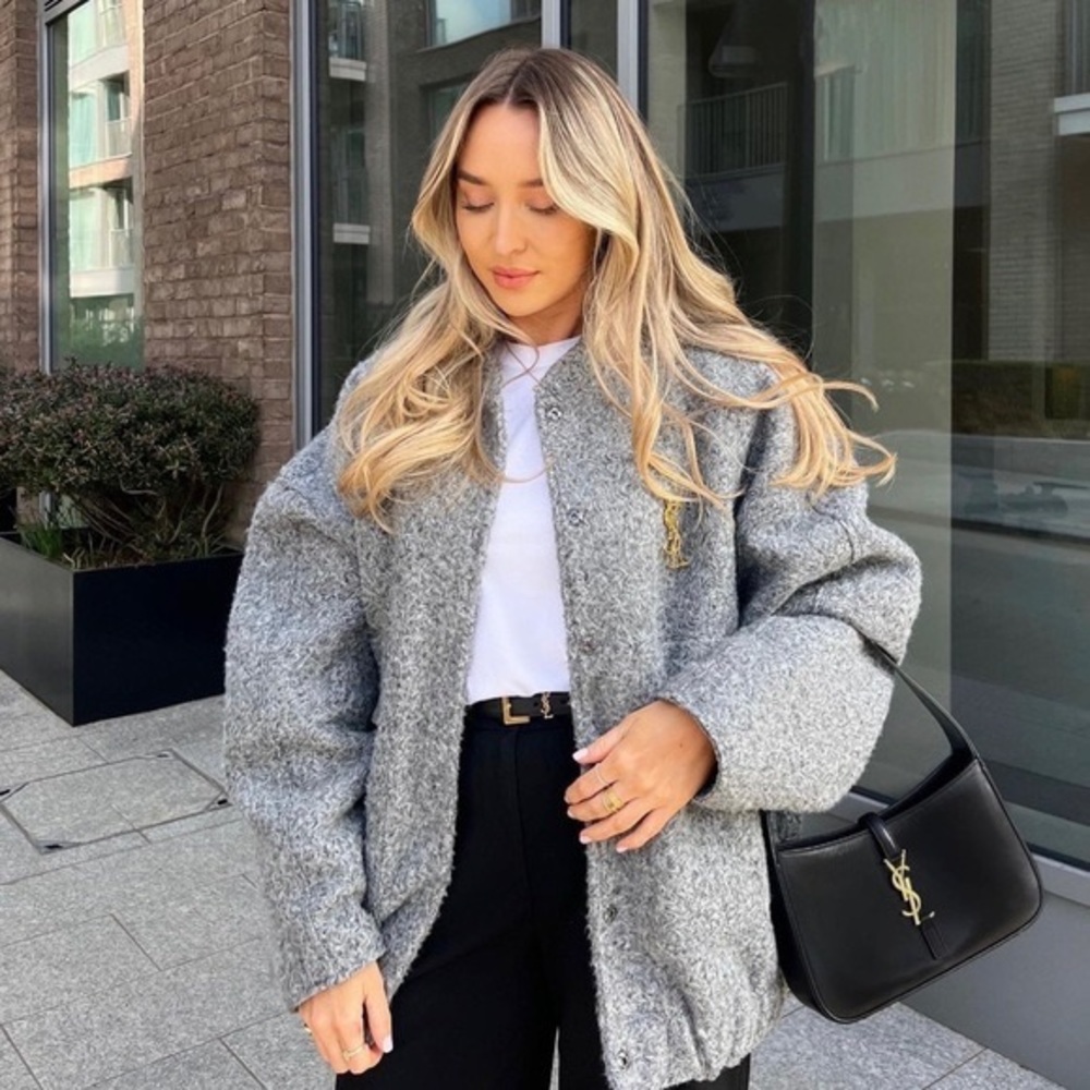 Viral Zara Oversized Bomber (Grey) - Picture 3 of 4